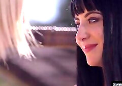 Slutty Aiden Ashly inserts a dildo in Goth Charlottes pussy