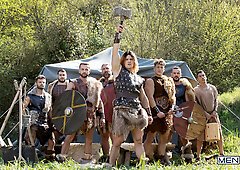 Wild gay warriors having group sex with gods