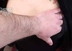 Pale gothic looking teen makes her porn debut