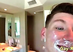 Masked hunk fucks freshly shaved friend