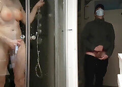 hetero roomy caught while privately masturbate off on boy who fap in bathroom dressed in faux titts