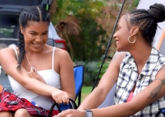 Sarai Minx and Maya Farrell fucking in a tent