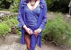 Shemale public masturbation, high heels crossdressing and stockings