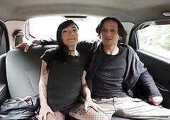 Sex in the car with a slim european model