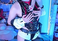 Lucy from Cyberpunk goes wild and cums while riding a dildo