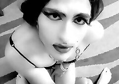 Arab Shemale takes facial from blowjob