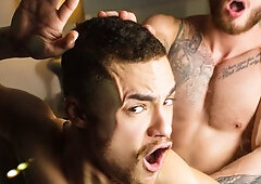 Beaux Banks and William Seed fuck passionately with condoms