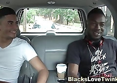 Latino sucks black shlong and blows his load