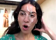 Triple Cum on Face for Village Wench - Public Cumwalk