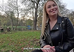 Blonde Euro's Steamy Public Car Ride and Deep Suck