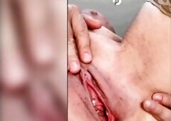 Granny play with hit vagina close up