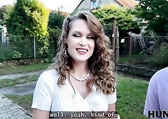 This chab was trying to collect the gals as this guy walked along the street and tried to pick 'em up. 1st try wasn't successful, second tim