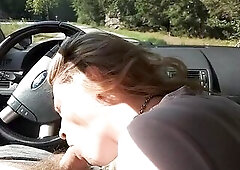 mother I'd like to fuck sucking knob on the parking by the public road. Public schlong sucking and spunk flow