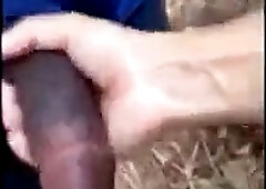 Playing with big black cock