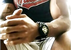 Huge latino balls in white shorts