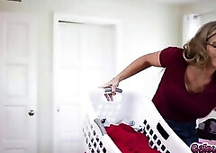 Laney eagerly eats Cory's pussy while stuck beneath a sofa