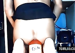 Shemale whore destroyed anus with bottle