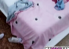 Maria allows Brett's cock enters her tiny fuck hole