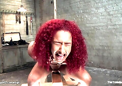 Redhead ebony made to fuck sex toys