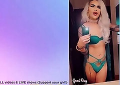 CROSSDRESSER MAKES GRINDR DADDY CUM AFTER a BLOWJOB Gag