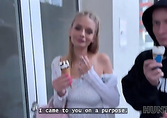 Hunt4k. blond hotty used her large natural boobs to get back on her bf