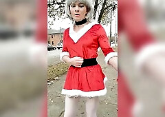 Exhibitionist Crystal Caged Claus, two