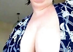 Busty Teacher Exposes Her Huge Natural Tits on Webcam