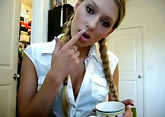 This hot blonde webcam model loves to tempt and tease me with her hot cleavage