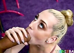 Slutty girl loves sucking old dicks as she fucks with an older guy on the floor in the gym.