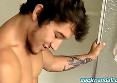 Jizzy Mcbone's naughty bathroom jerk off session with his big gay cock