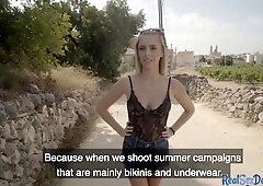 Blonde Spanish Beauty Pulled And Banged Outdoors For Cash