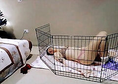 trans hotty pouts in her cage 'cuz this babe wishes to be let out