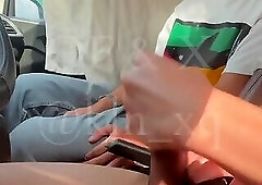 Young asian thai sucking friend in car