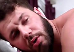 Bareback wild threesome with hunky bearded homosexuals