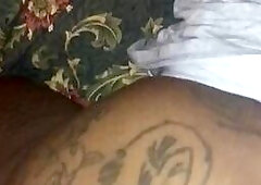 Sexy ebony thot was at the club with her friends and left early to meet up with her ex at his room. He started to drill her to the point she tapped ou