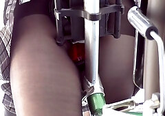 Japanese skirted beauty pretends to shoplift while secretly flashing her panties for a hidden voyeur camera
