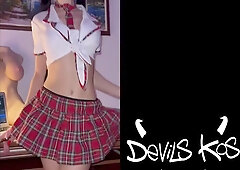 Sasha Rose teases in red plaid before diving into intimate anal and fingering play on cam