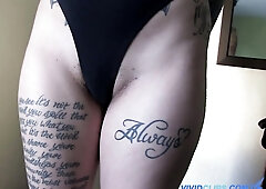 ”Two inked lezzies enjoying strapon dildo”