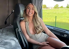 Sexy Slim Blonde Cutie Cheats On Her Bf, Rewarding The Trucker With Bj & Sex For Giving Her A Lift