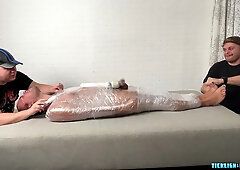 Matt And Ryder Stimulate Tickles On Mummified Pup Saki