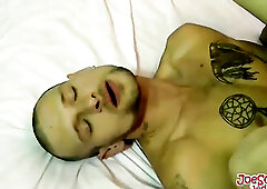 Big bad boy Jarvis gets a big white hard shaft in his mouth