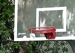 Two basket players play not only with the basket ball...