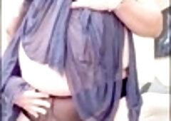 Dominant T-girl finishes all over you while wearing fishnets