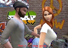 Redhead dominates and submits in gritty animated public encounter