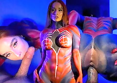 Hot Spiderwoman Fucks Her Fan and Ride Him until He Cums!