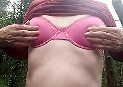 Outdoor relaxation in lingerie with a small cock dude on a mature woman