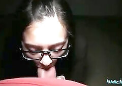 Hot russian babe in dweeb glasses creampied by Big Dick - public agent