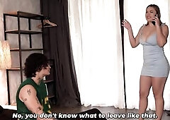 Sharing a daybed is the most excellent! - Breasty stepmom ends up with her stepson in a hotel after a lengthy journey