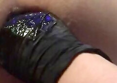 Femdom Emperatrix fisting her maleslave big ass and latex gloves