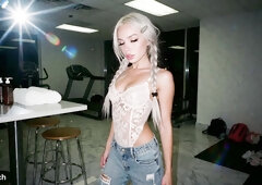 Platinum Blonde Gym Babe Gets Hard Fuck